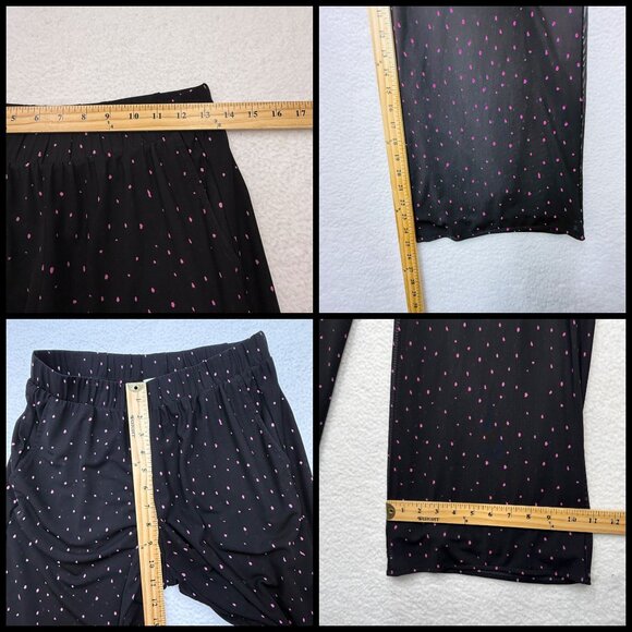 Cabi 2 Pc Wide Leg Crop Pants Set Impetuous Black Pink Micro Dot Retro Size S - Picture 14 of 14